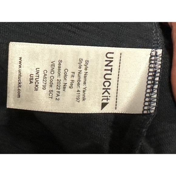 UNTUCKit, Men's Long Sleeve Henley Shirt, Navy, Size Large - Picture 6 of 11